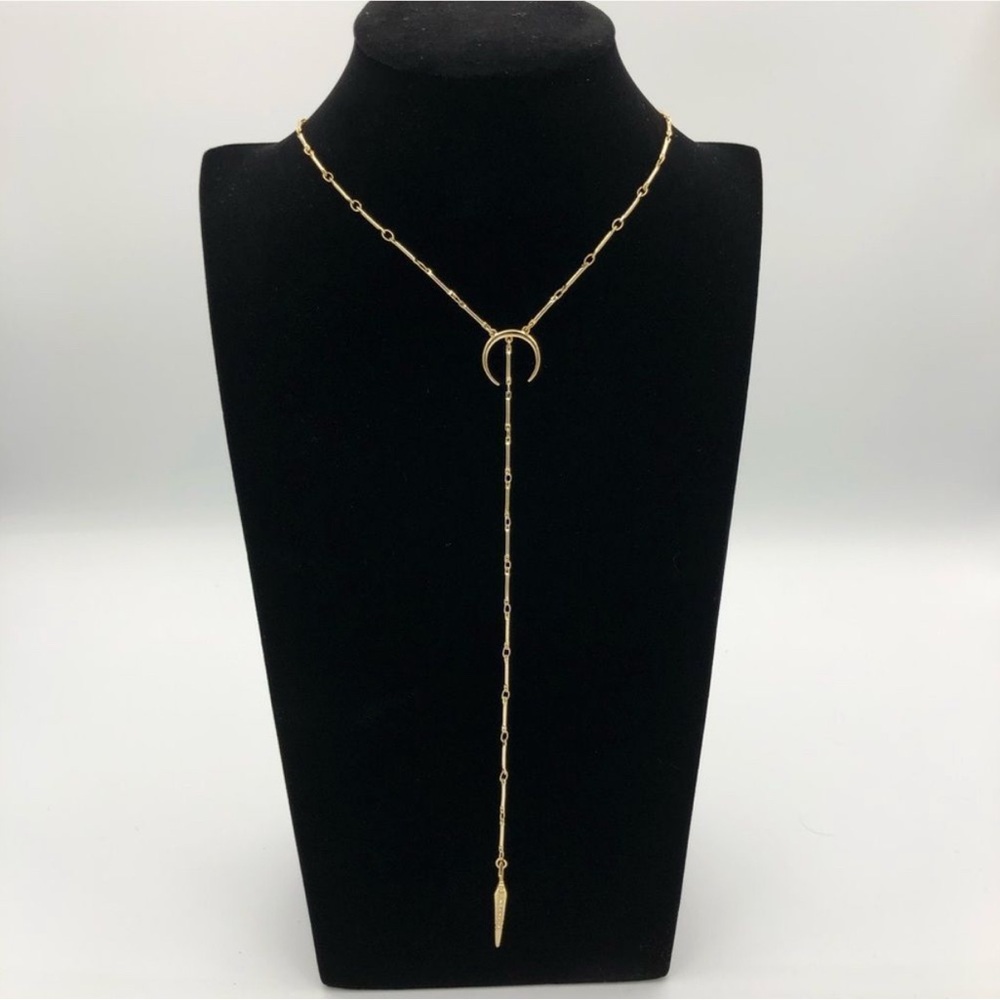 Luv AJ Gold Lariat Necklace and matching ring